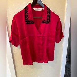 Victoria’s Secret Silk Red Black Short Pajamas